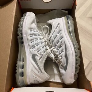Nike White Mesh Air Max Sneakers with Gray Swoosh